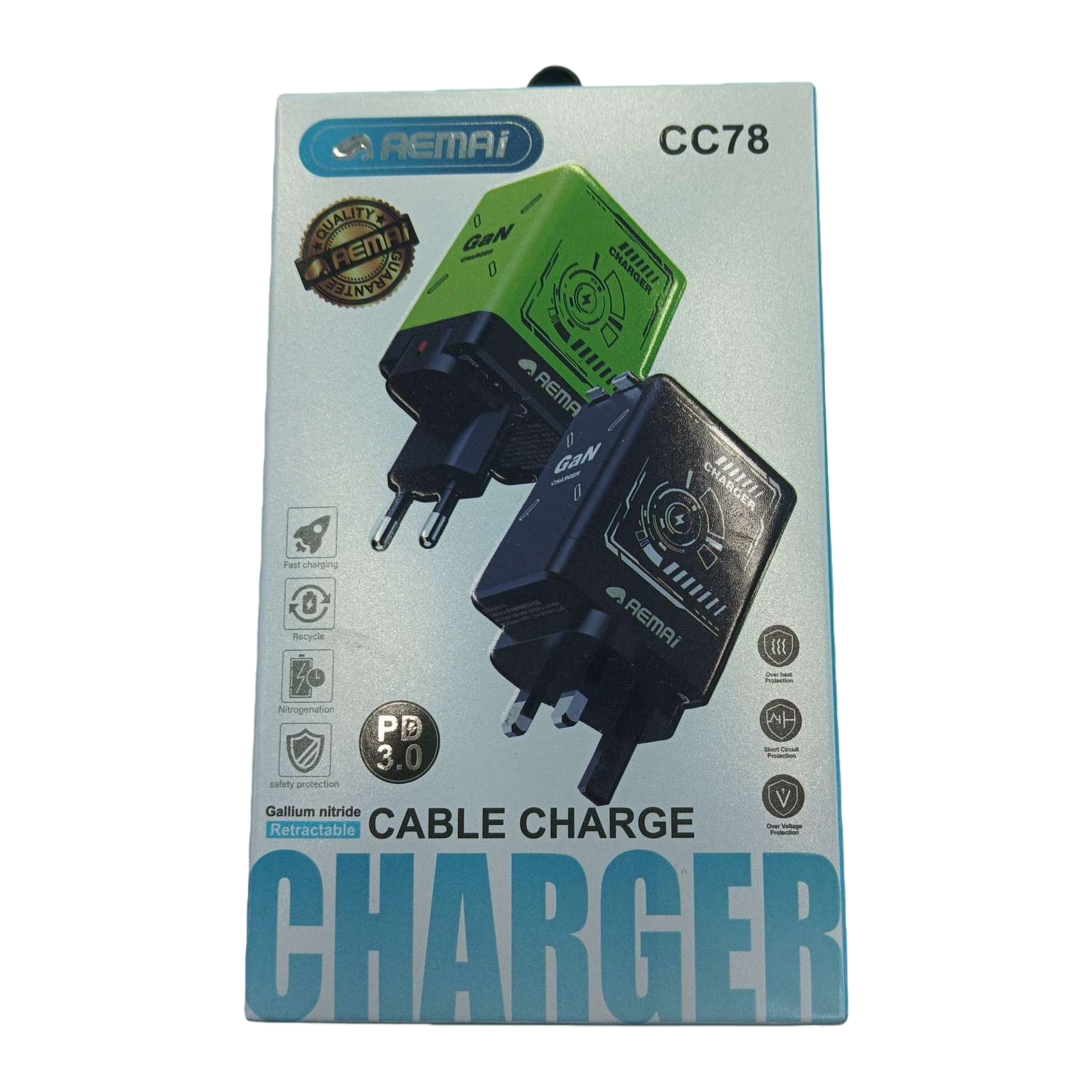The multi-color charger packaging box is a simple and portable storage box in green and black, suitable for multiple electronic devices Item Picture