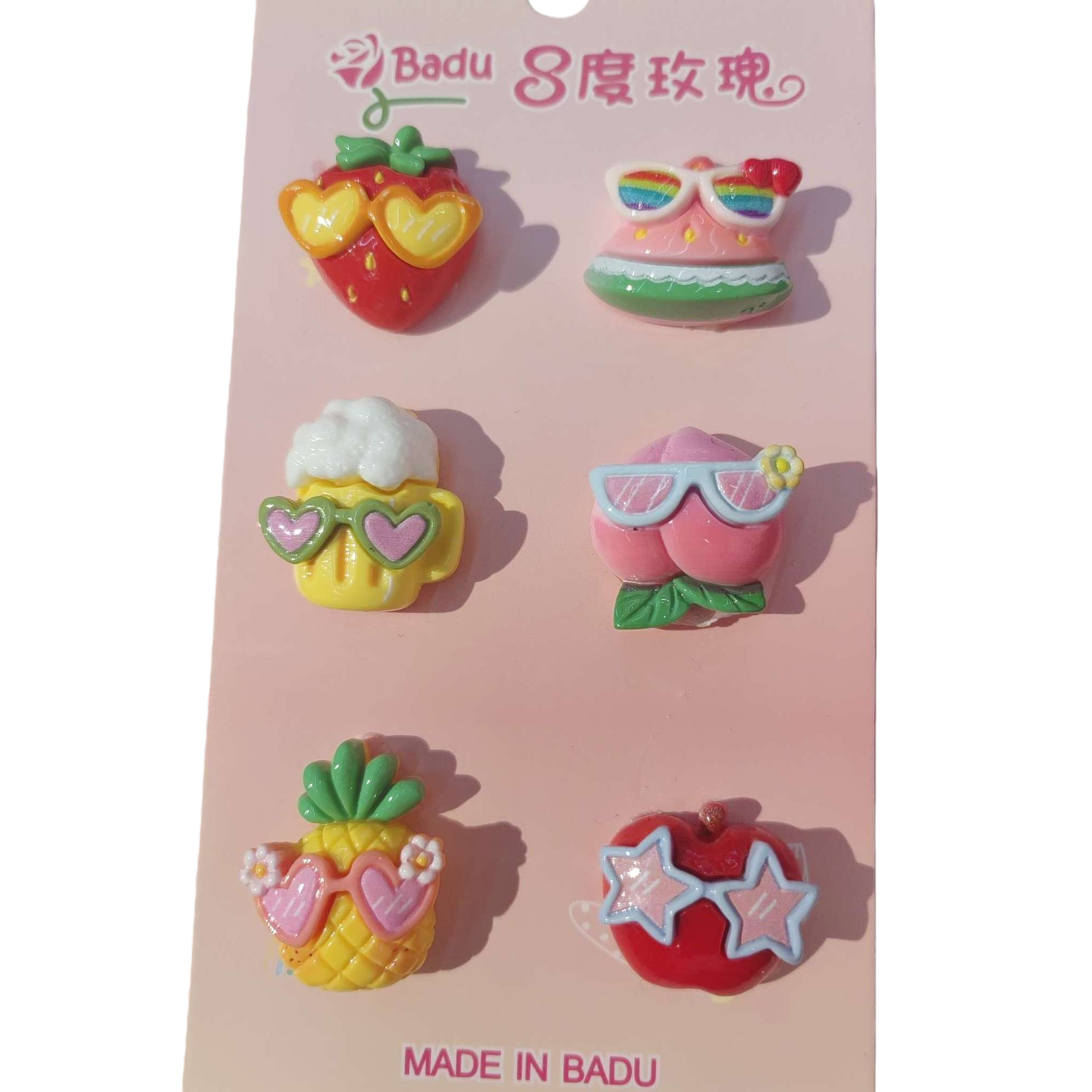 Pink card fruit-shaped accessory set, cute handmade DIY creative gift, girlish accessory combination Item Picture