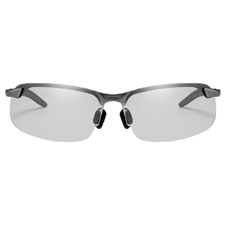 Fashionable grey gun-framed color-changing sunglasses with polarized UV protection, suitable for both men and women Item Picture