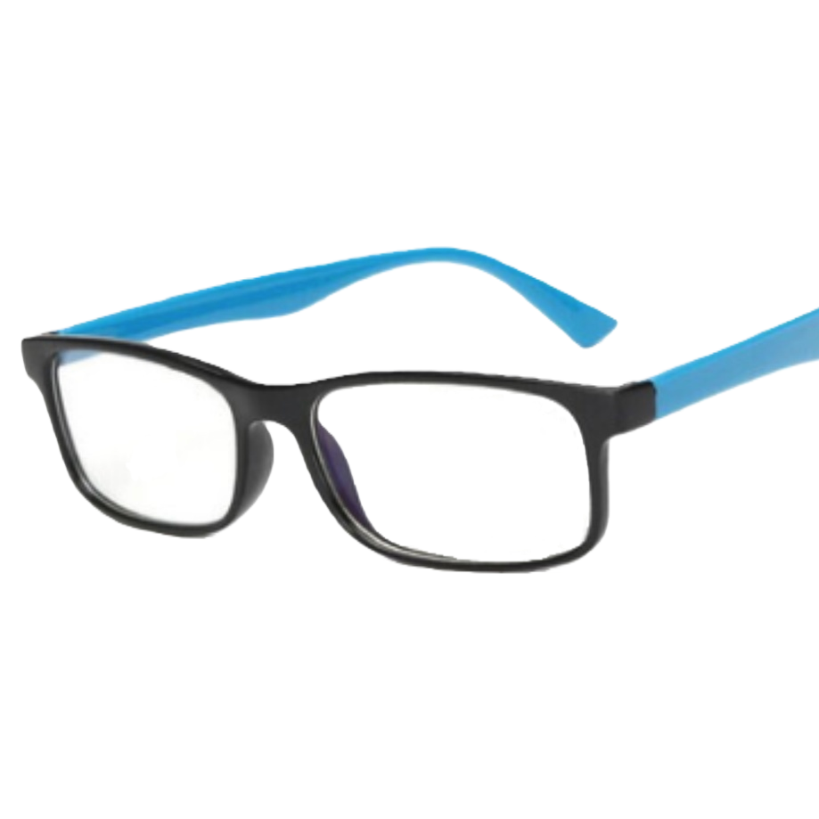 Fashionable black frame with blue temple, unisex trendy glasses, high-definition anti-blue light goggles stand Item Picture