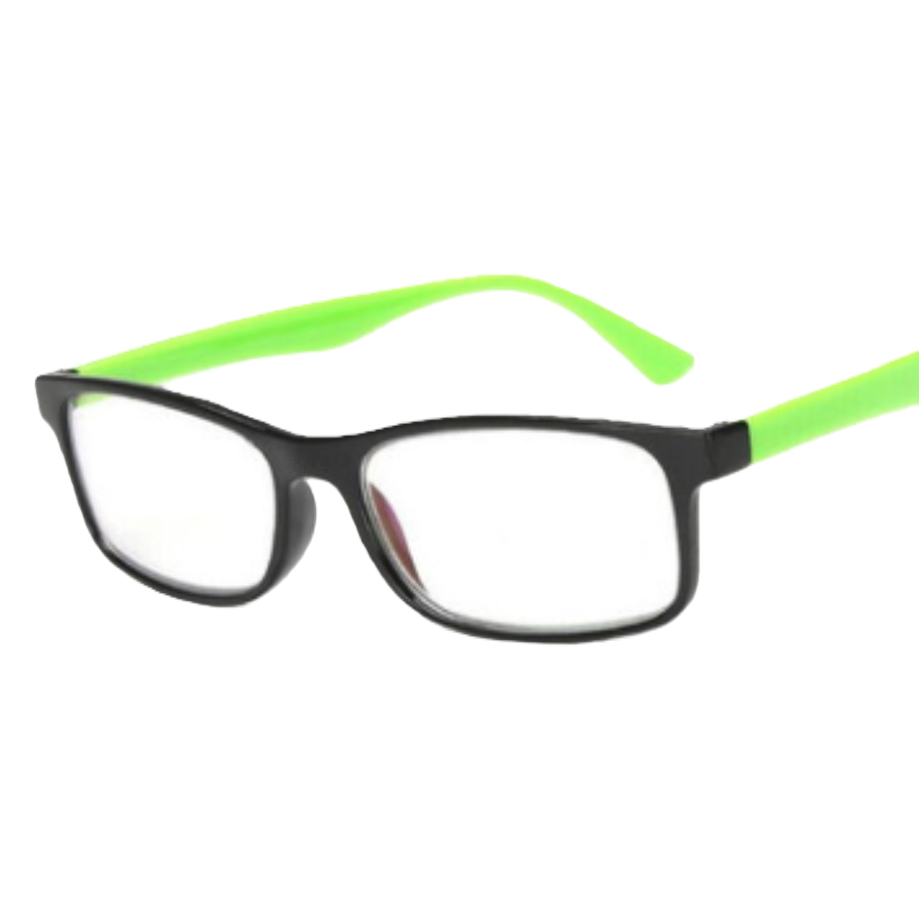 Fashionable black frame with green temple, unisex trendy glasses are light, comfortable and versatile Item Picture
