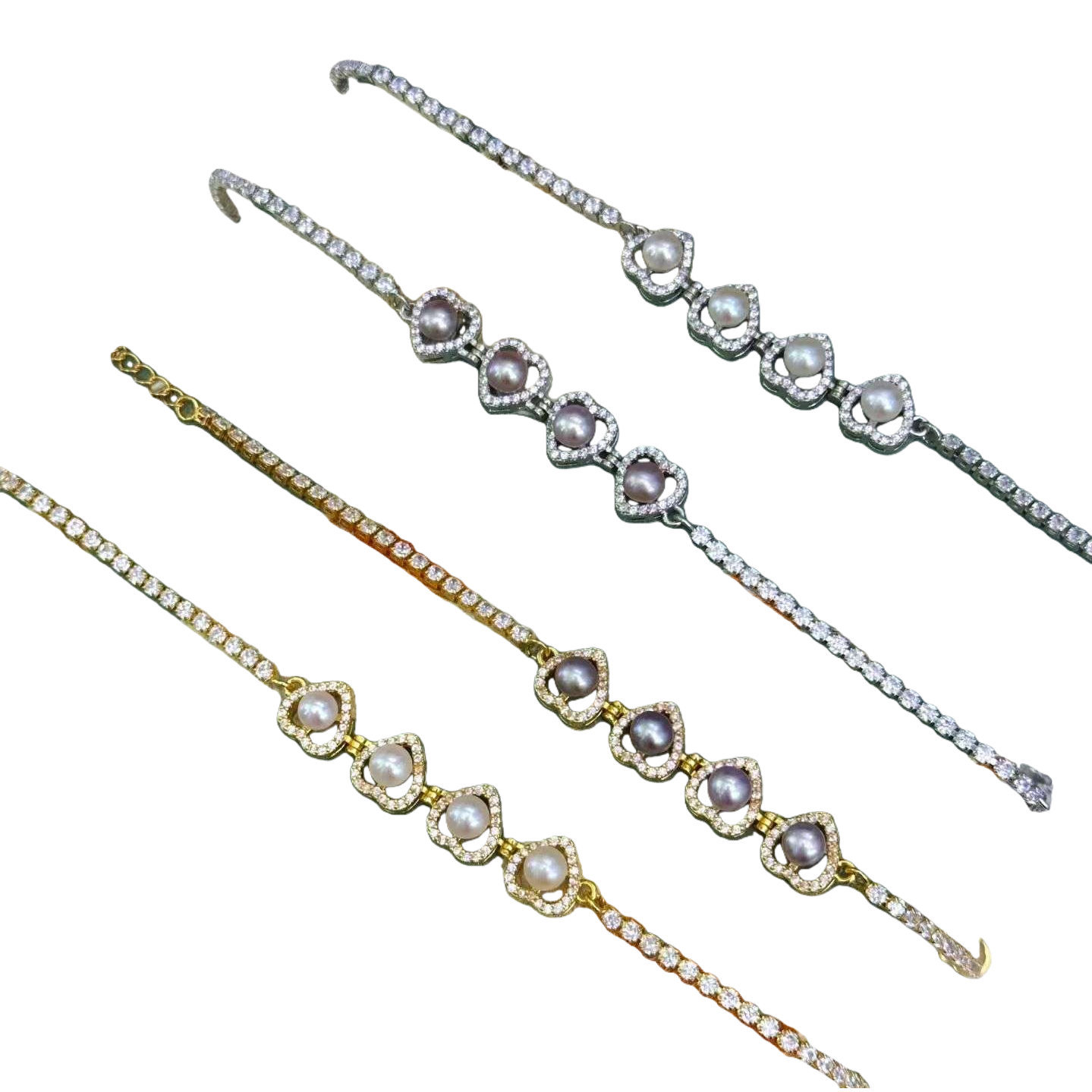 اللؤلؤة الذهبية الفضية، المقوّاة بالذهب، شكل سوارات منقوشة بالألواح Item Picture