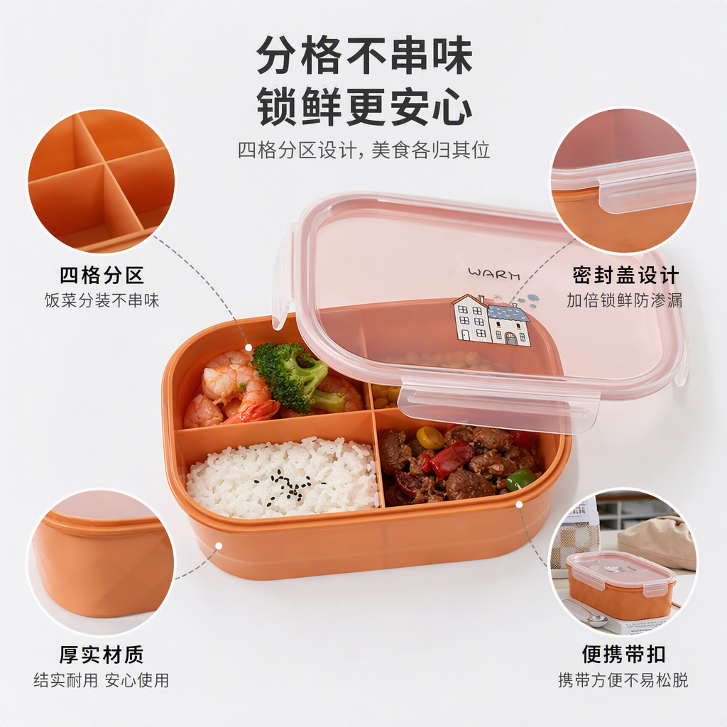 多功能密封保鲜饭盒便携塑料餐盒带盖家庭学生用大容量耐用食品盒