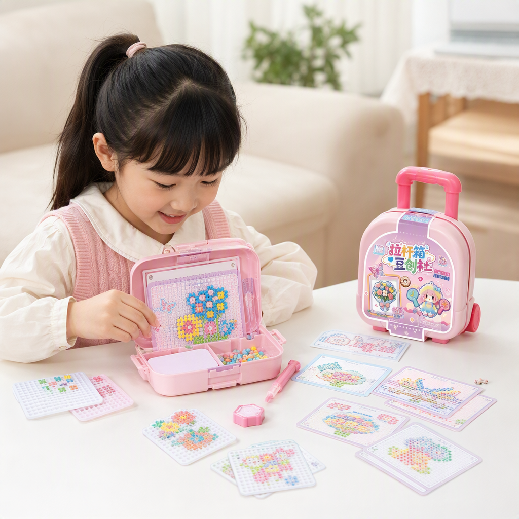 Bean chuangshu rosa pull-bar caja estilo juguete set color parquet pixel viento flores dulce muñeca hacer pasos ilustración details Picture