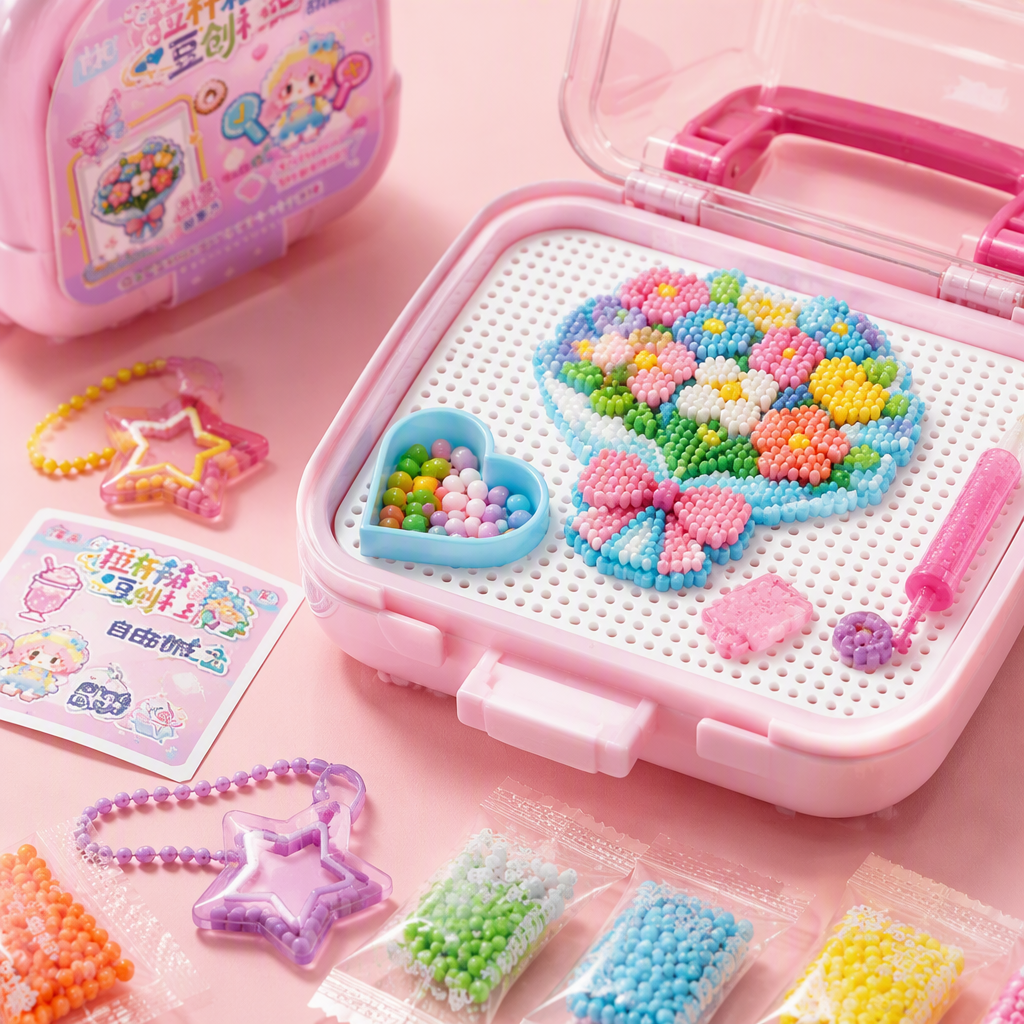 Bean chuangshu rosa pull-bar caja estilo juguete set color parquet pixel viento flores dulce muñeca hacer pasos ilustración Application Scenario