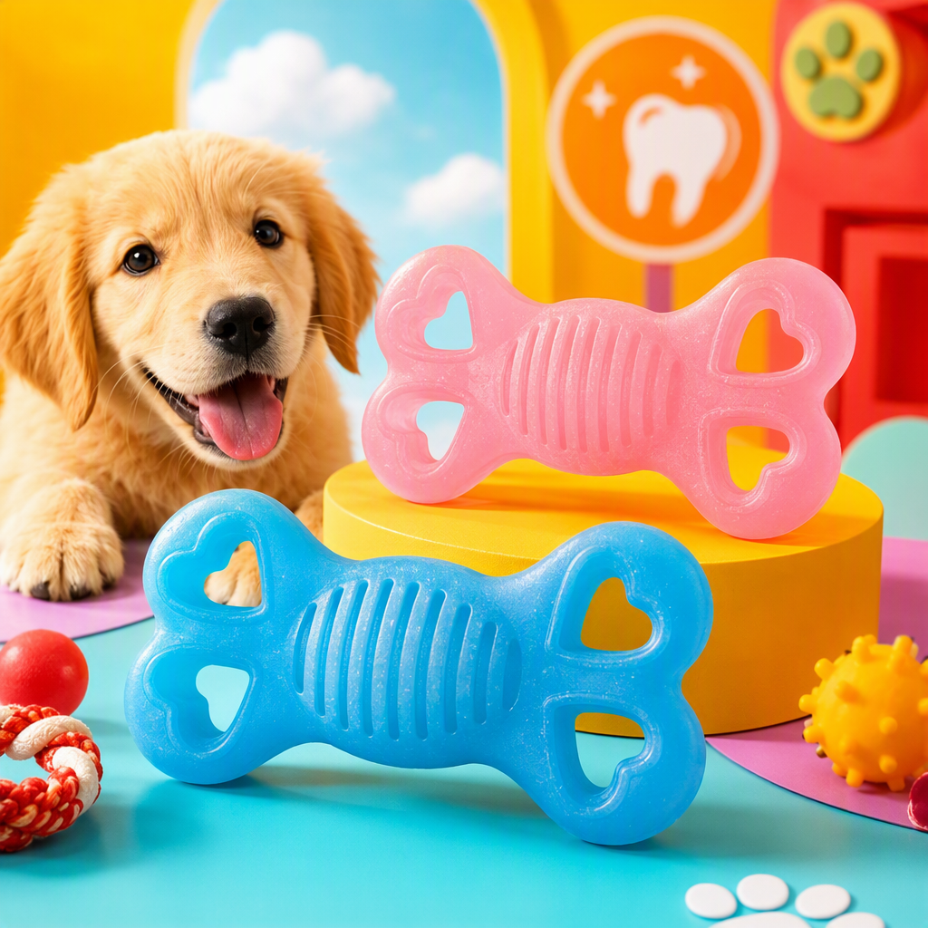 Colorful bone-shaped pet chewing toys, durable and wear-resistant, training toys for dogs and cats, pet supplies Specification image