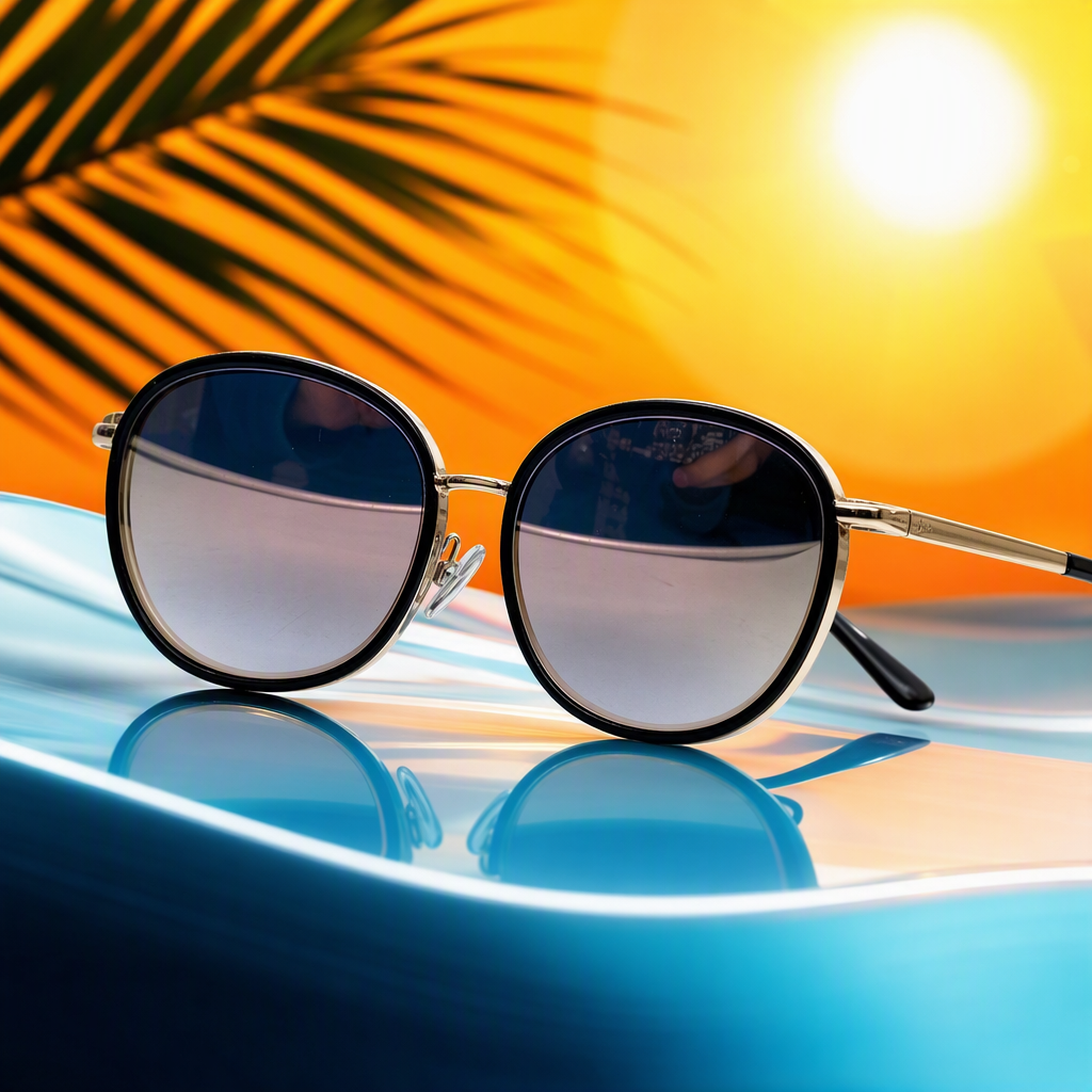 Fashionable polarized sunglasses with golden temples and gradient black frames for both men and women, trendy accessories Specification image