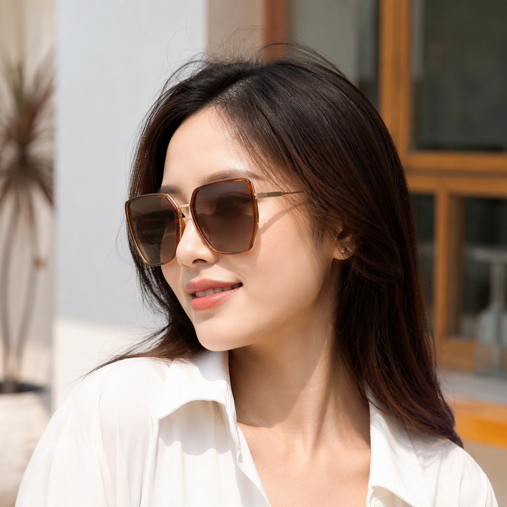Fashionable gradient lens sunglasses, brown polarized polarized UV protection, trendy sunglasses for men and women details Picture