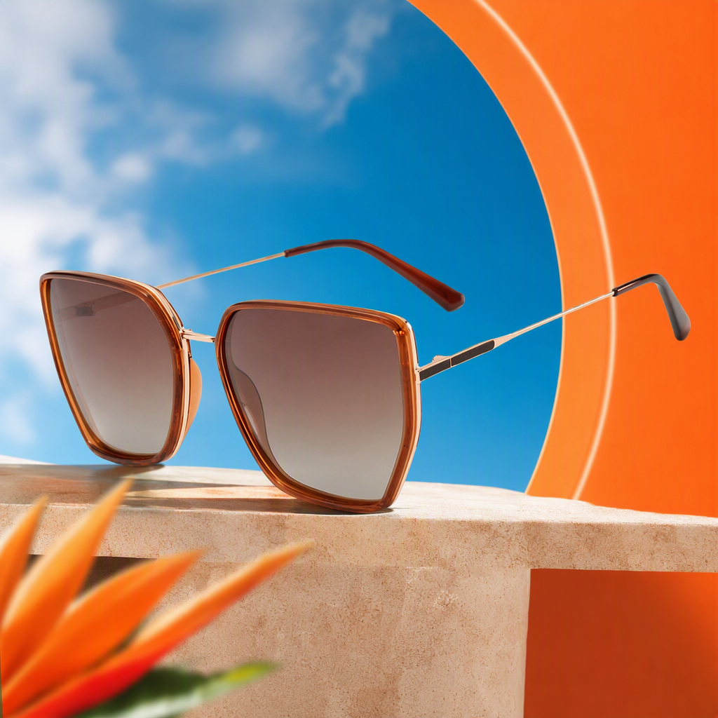 Fashionable gradient lens sunglasses, brown polarized polarized UV protection, trendy sunglasses for men and women Specification image
