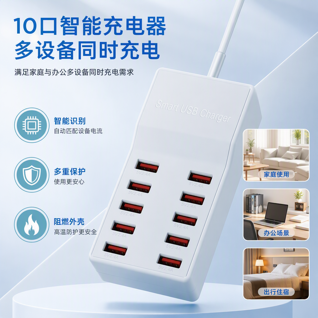 The multi-functional white charger storage box is portable, durable and suitable for multiple devices. It features a simple design