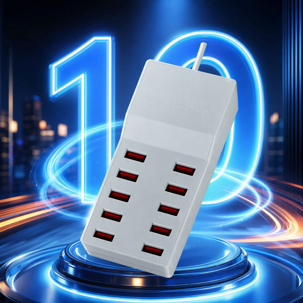 The multi-functional white charger storage box is portable, durable and suitable for multiple devices. It features a simple design Specification image