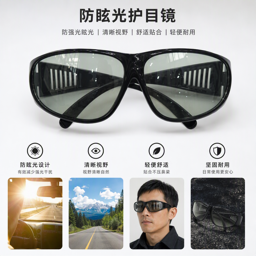 Professional sports protective goggles, black anti-fog, anti-scratch and anti-ultraviolet eye protection gear, sports equipment