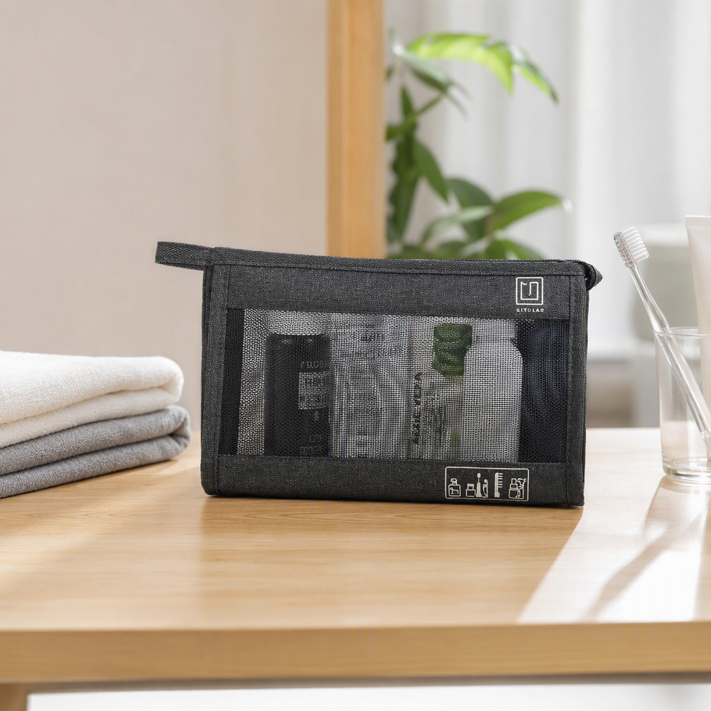 【CL】26Q2#106 Black mesh large toiletries suitcase Clothing Storage Bag Multi-functional organizing Bag Essential for travel details Picture