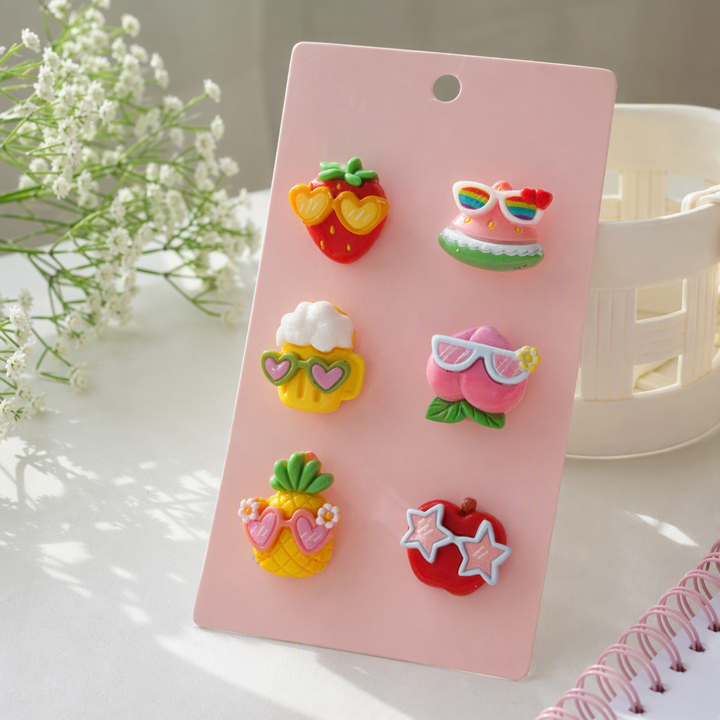 Pink card fruit-shaped accessory set, cute handmade DIY creative gift, girlish accessory combination details Picture