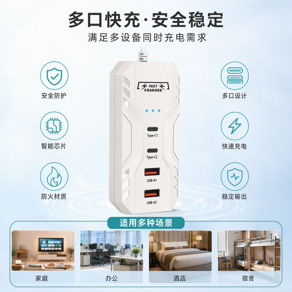 The multi-functional white charger storage box is portable, lightweight and suitable for travel