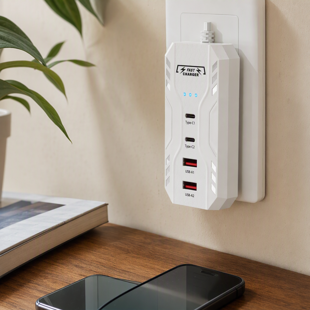 The multi-functional white charger storage box is portable, lightweight and suitable for travel details Picture