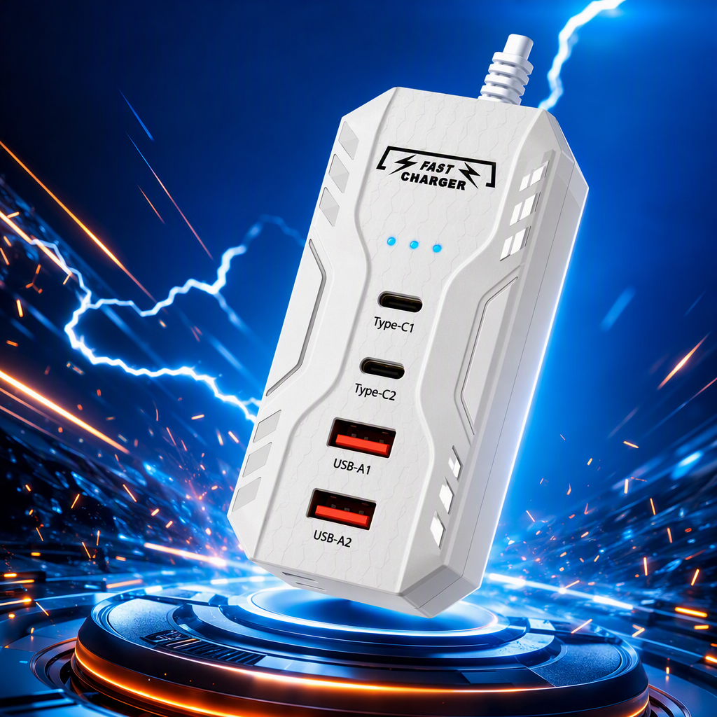 The multi-functional white charger storage box is portable, lightweight and suitable for travel Specification image