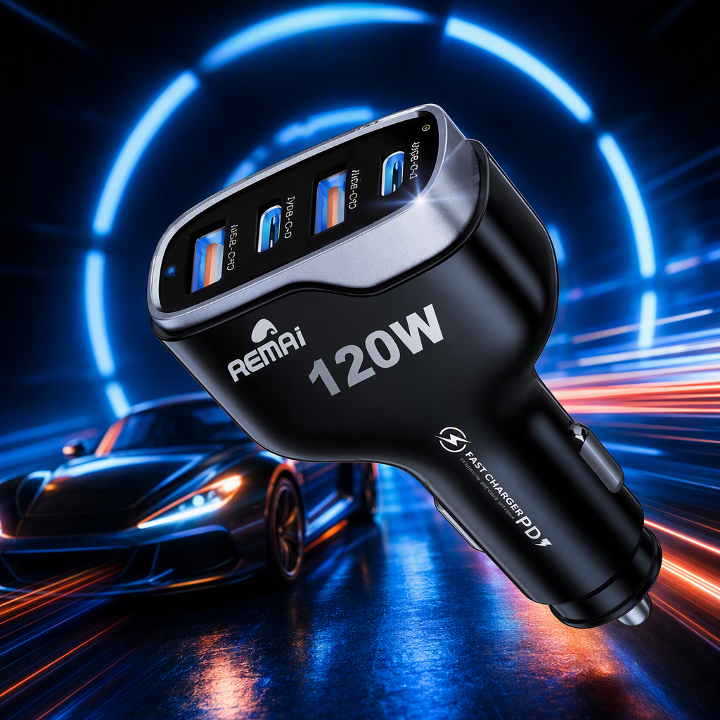 The multi-functional car fast charging black USB charger is compatible with mobile phones, tablets and car cigarette lighters details Picture
