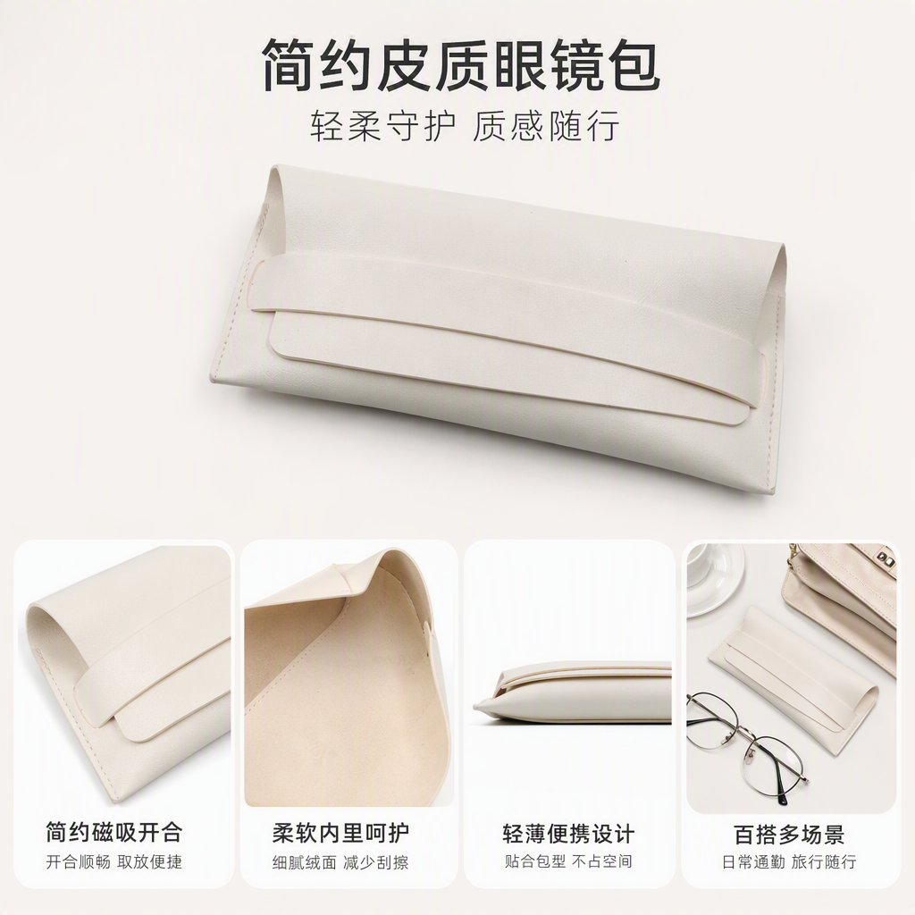 A simple, fashionable and portable storage box for off-white leather glasses, a desk lamp background paper decoration