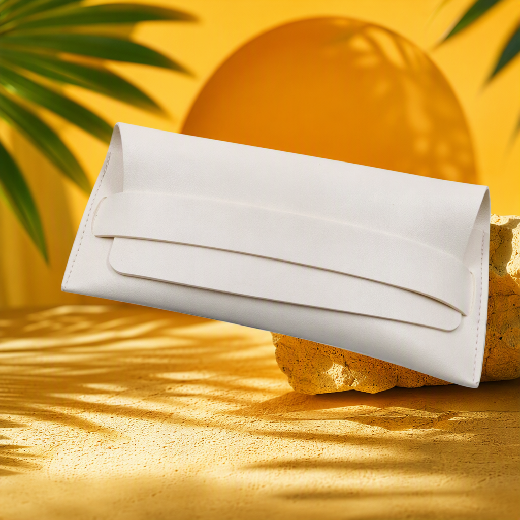 A simple, fashionable and portable storage box for off-white leather glasses, a desk lamp background paper decoration Specification image