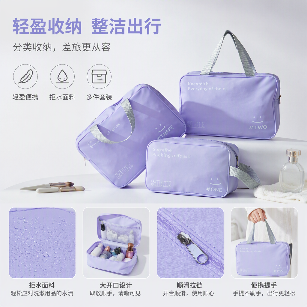 【CL】26Q2#082 Light purple large toiletries storage bag, luggage and clothing organization bag, multi-functional storage bag