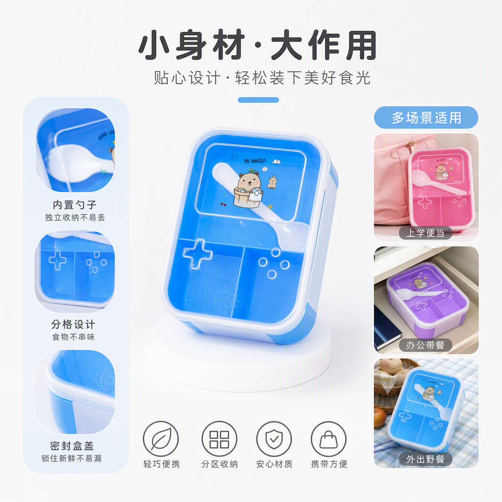 多功能密封保鲜盒饭盒套装便携塑料餐具厨房收纳整理家用大容量细节图