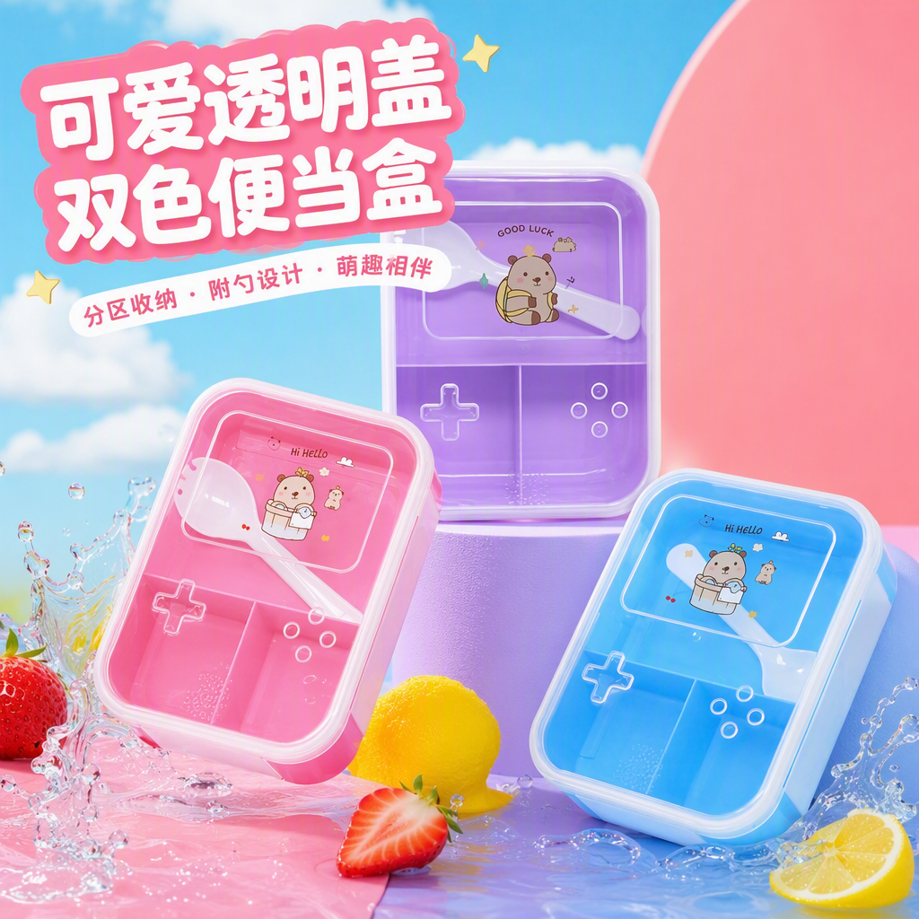 多功能密封保鲜盒饭盒套装便携塑料餐具厨房收纳整理家用大容量产品图