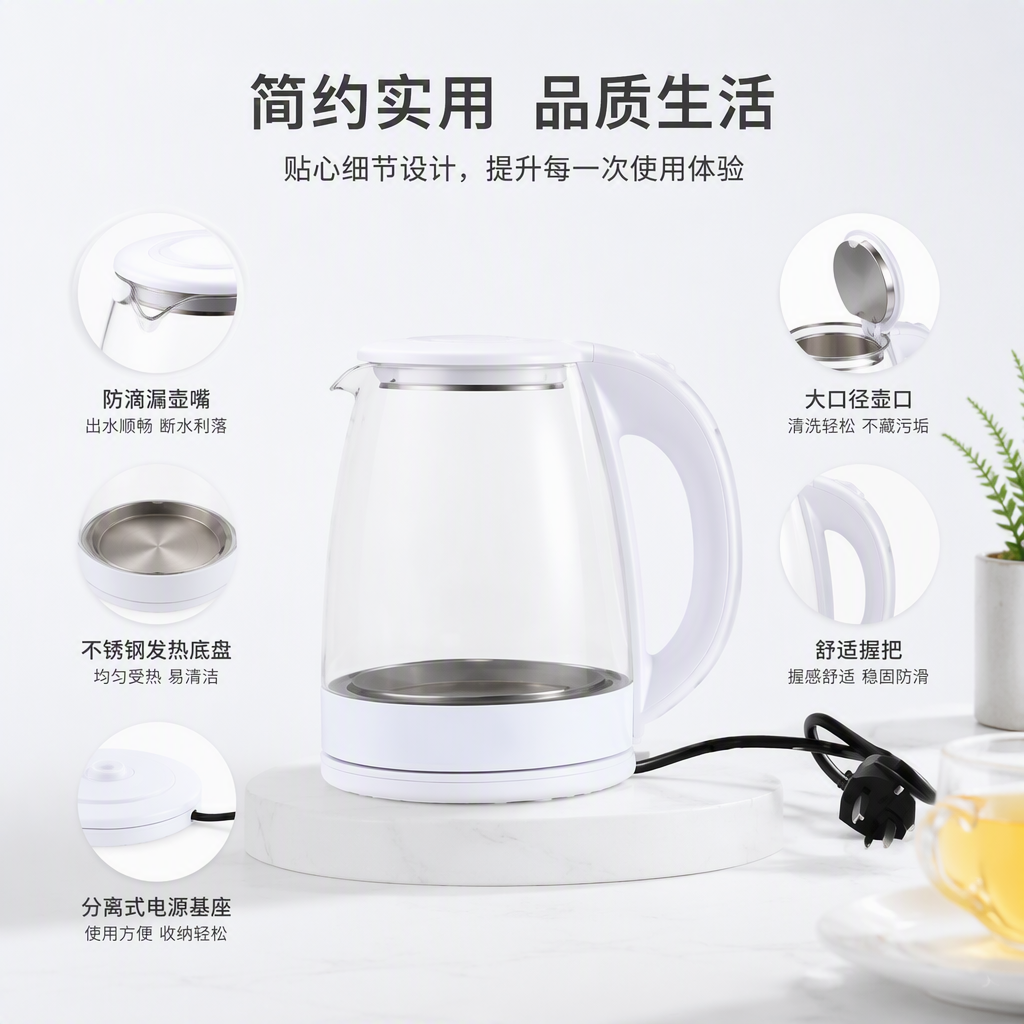 Stainless steel large-capacity electric kettle, a must-have for household quick water boiling with multi-stage adjustment and intelligent temperature control details Picture