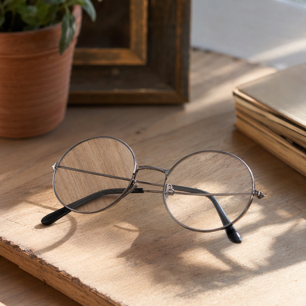 Fashionable and simple grey round-framed glasses for both men and women, high-definition anti-blue light glasses frame trendy accessories details Picture