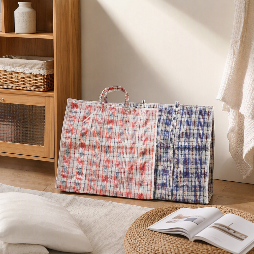 White flood control sandbags, plastic woven bags, snake skin bags, large, durable, waterproof and moisture-proof transportation packaging bags Item Picture