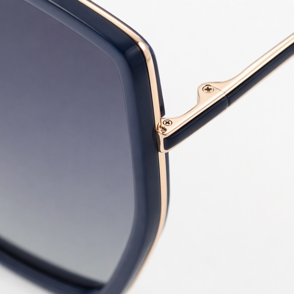 Dark blue frame, golden fine beam, gradient gray lens sunglasses, polarized and UV-resistant, fashionable and trendy for both men and women Application Scenario