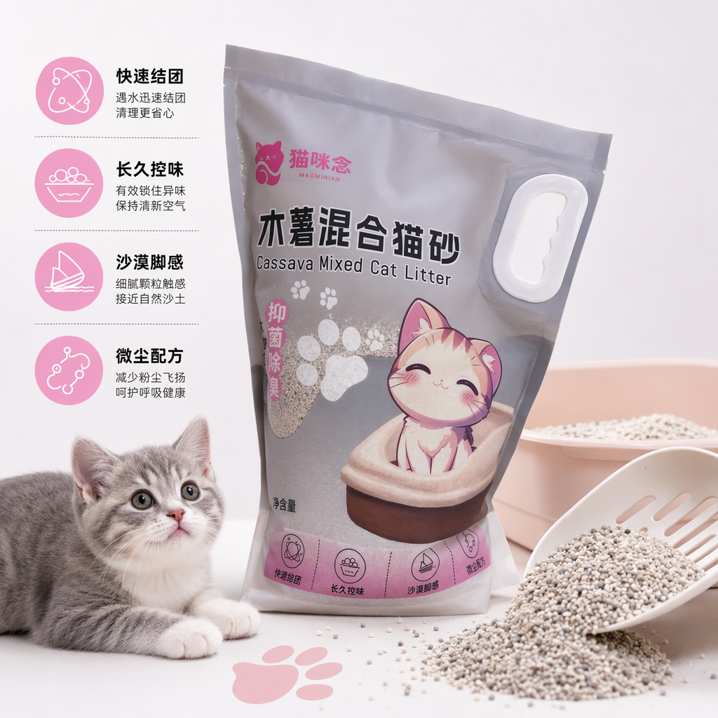 Pet cat litter desert foot feel dust formula