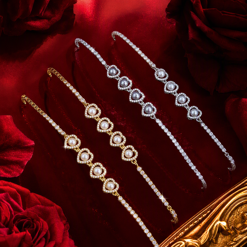 اللؤلؤة الذهبية الفضية، المقوّاة بالذهب، شكل سوارات منقوشة بالألواح Specification image