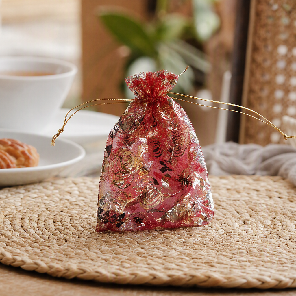 Shanshan Bag-making, Ougen yarn drawstring bag, hand-held storage bag, multi-functional cloth bag, gauze bag Item Picture