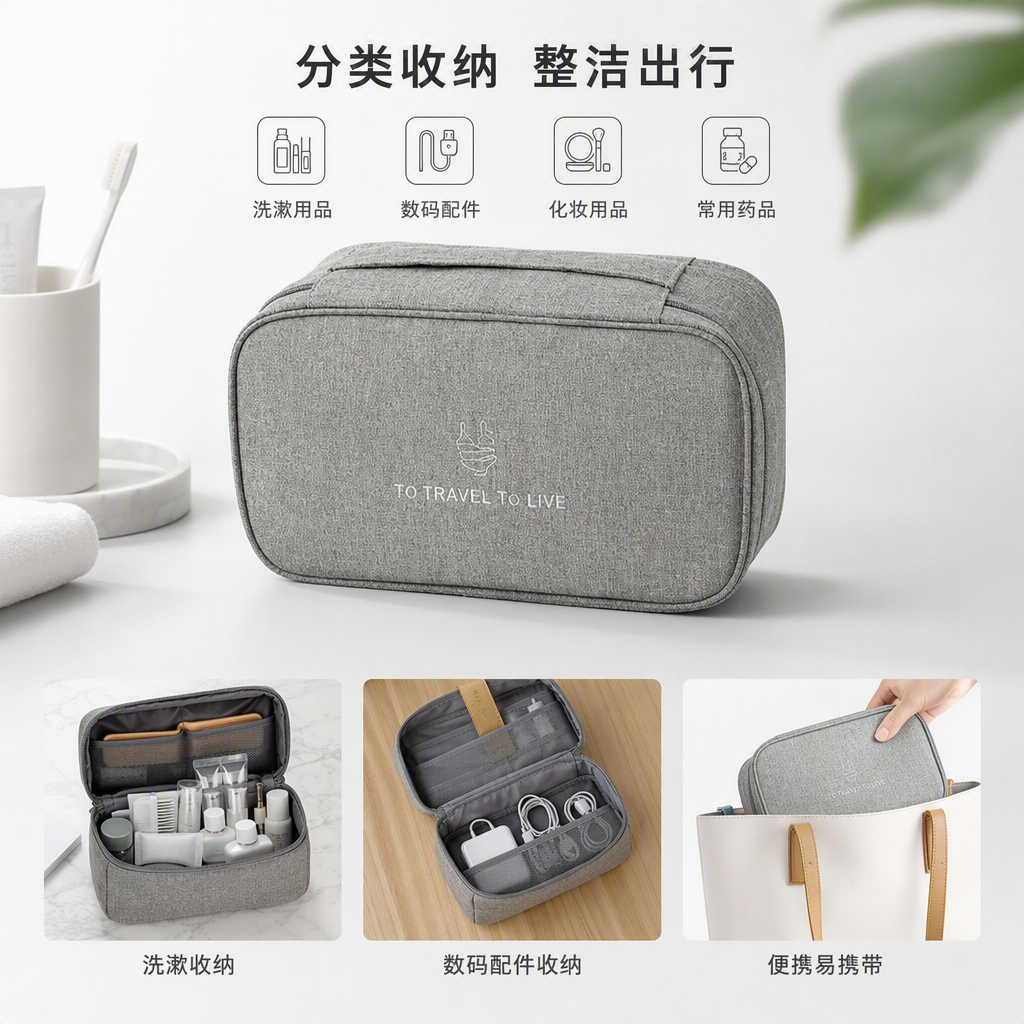 【CL】 26Q2#107 Multi-functional Large grey fabric storage bag, suitcase, clothes, toiletries, organizing bag, travel storage bag