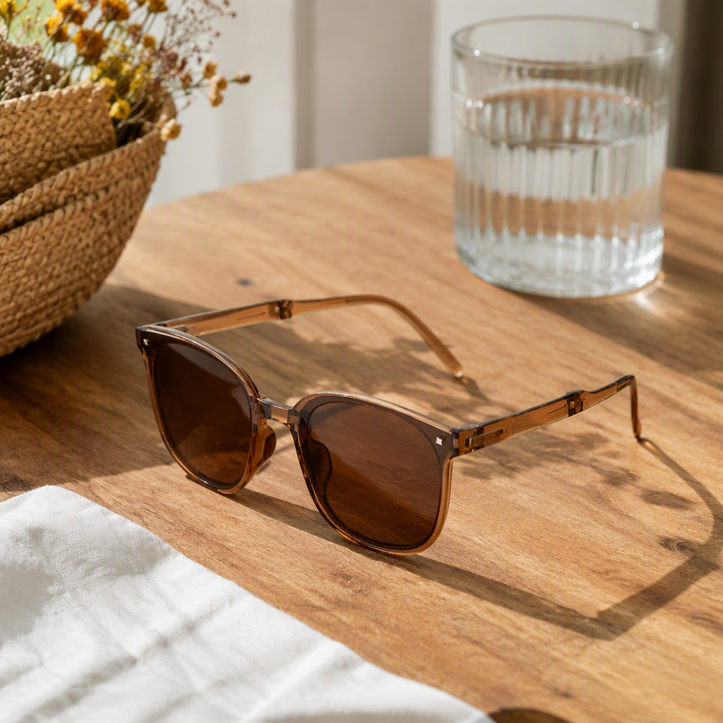 Fashionable and versatile brown gradient frame sunglasses with UV protection and polarized light, trendy styles for both men and women details Picture