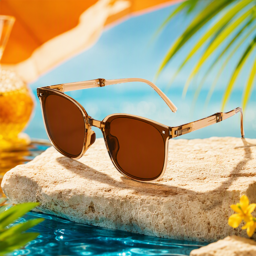 Fashionable and versatile brown gradient frame sunglasses with UV protection and polarized light, trendy styles for both men and women Specification image