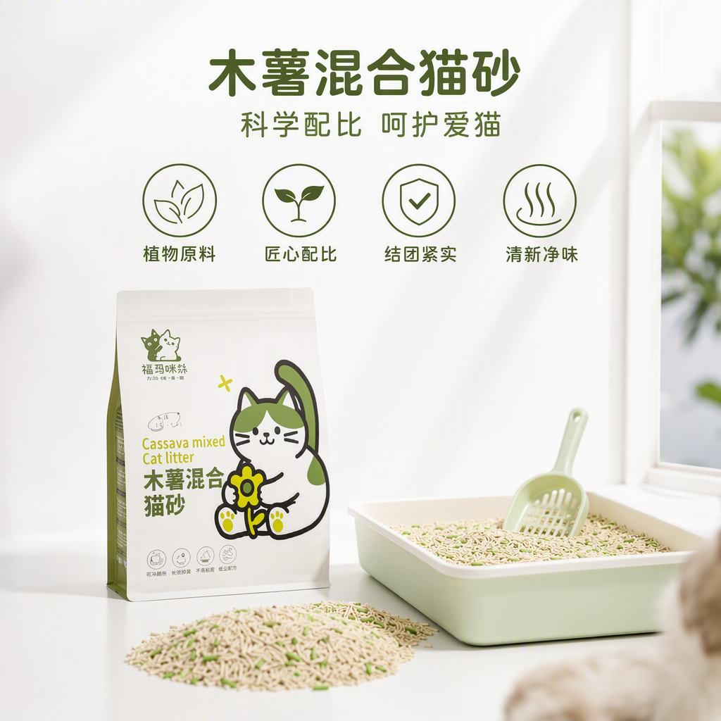 The pet cat litter and cassava blend is refreshing and odorless