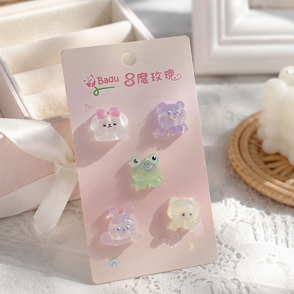 Cute cartoon animal-shaped pink card hair clips, children's and girls' hair accessories, hair clips, headwear accessories details Picture