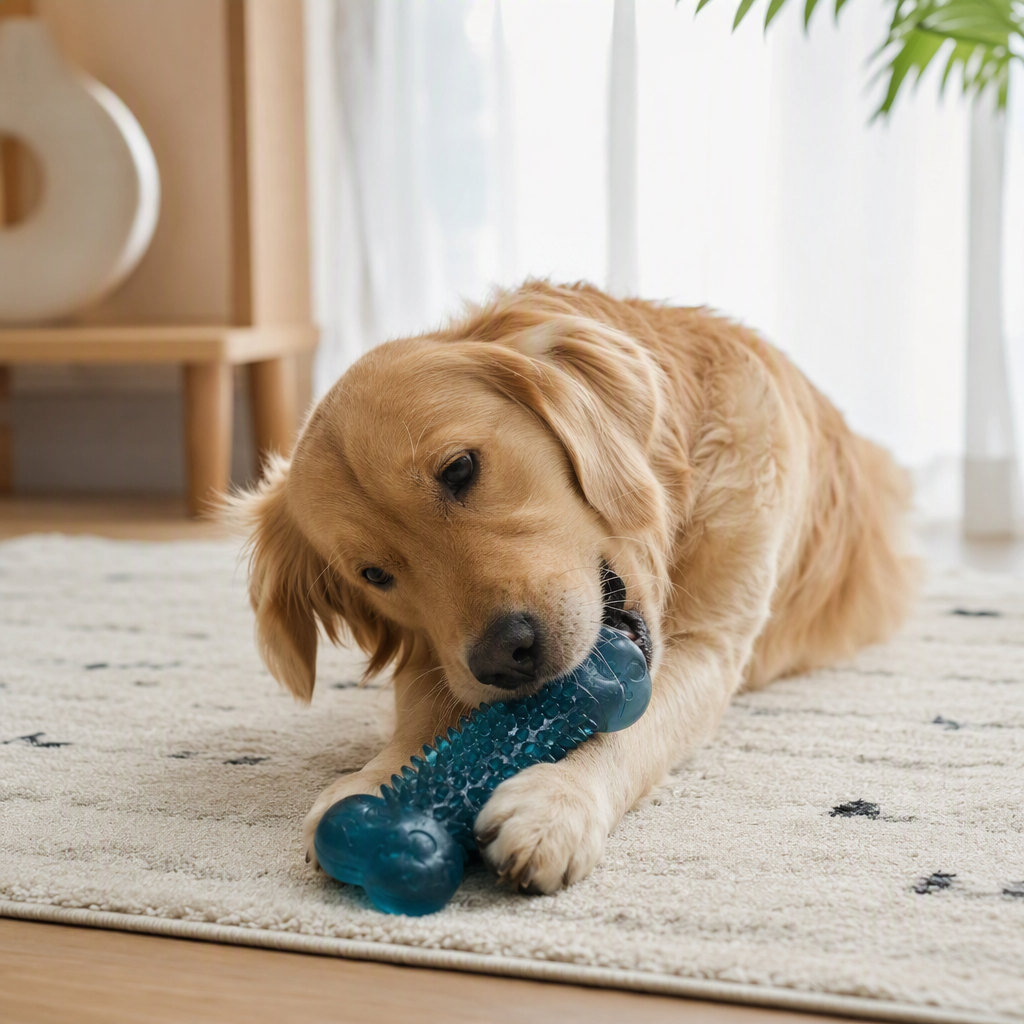 Blue bone-shaped pet biting toys, durable and wear-resistant pet training supplies, pet toys, pet supplies details Picture