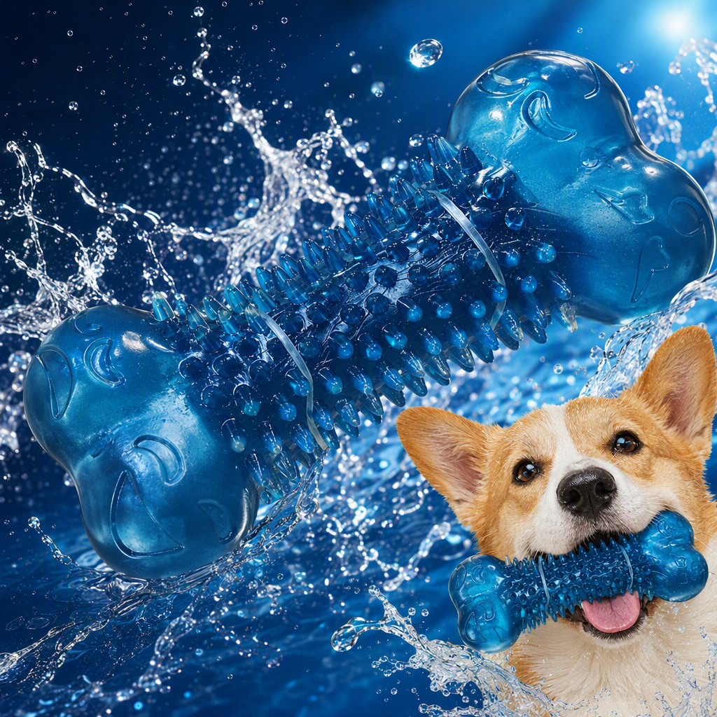 Blue bone-shaped pet biting toys, durable and wear-resistant pet training supplies, pet toys, pet supplies Specification image