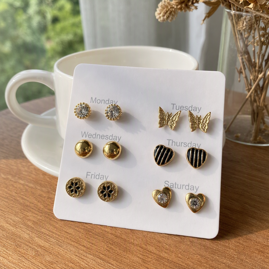 White stud display card, golden earrings, simple and fashionable earring hanging card, jewelry display, accessories and ornaments display card details Picture