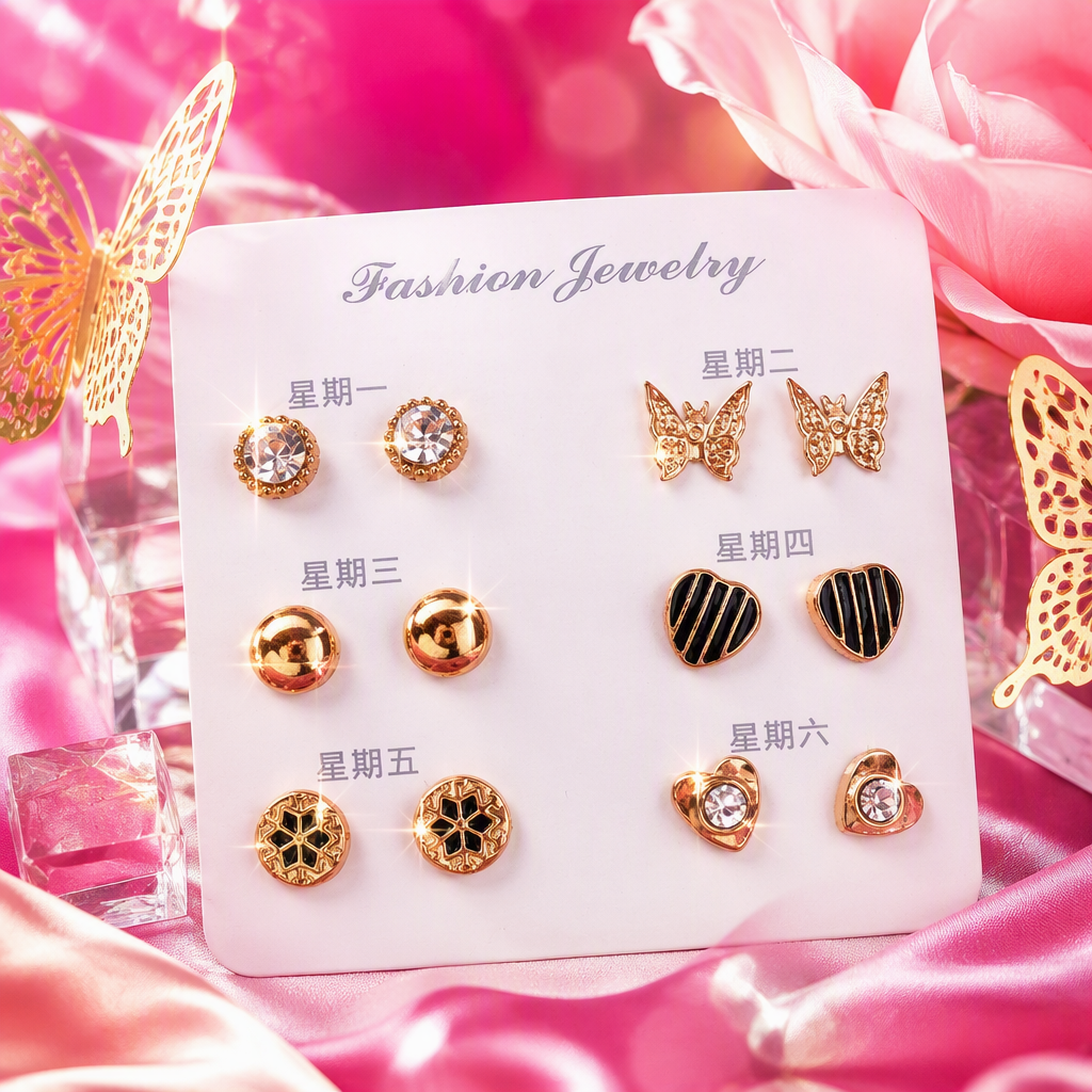 White stud display card, golden earrings, simple and fashionable earring hanging card, jewelry display, accessories and ornaments display card Specification image