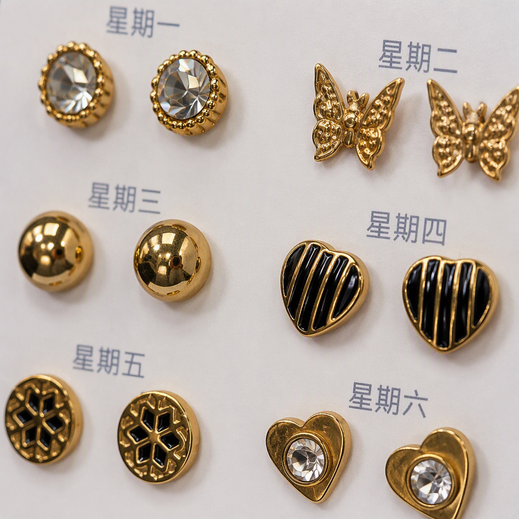 White stud display card, golden earrings, simple and fashionable earring hanging card, jewelry display, accessories and ornaments display card Application Scenario