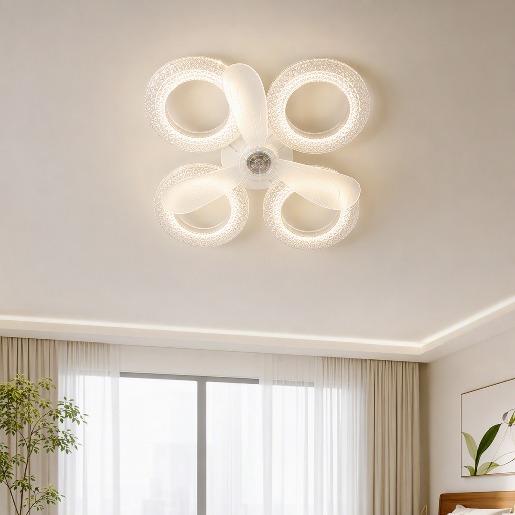 Creative circular lighting fixtures, LED lighting fan lamps, silent ceiling fans, modern and simple lighting fan combinations details Picture
