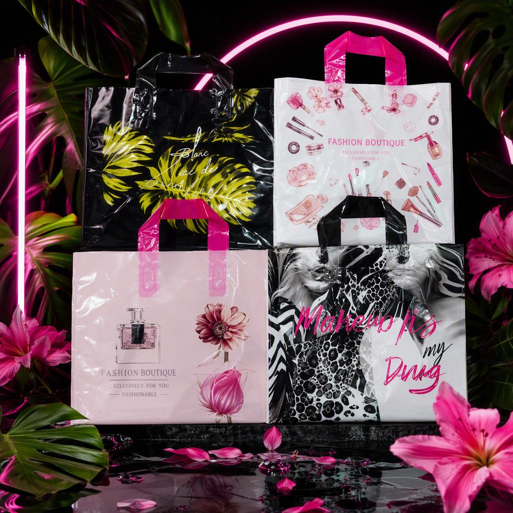 Environmentally friendly transparent plastic handbags, large shopping bags, portable packaging bags, plastic bags Application Scenario