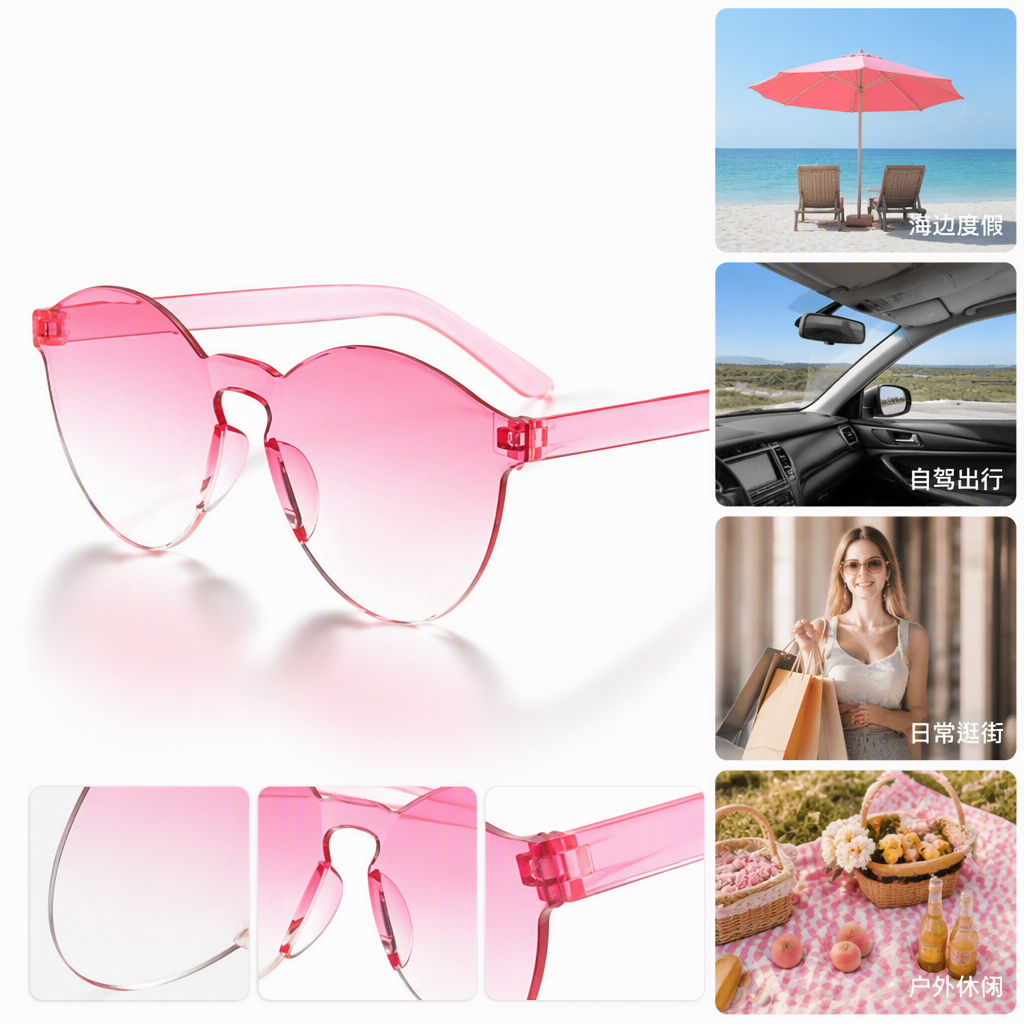 Tendencia de moda rosa gradiente gafas de sol polarizadas protección uv unisex gafas de sol