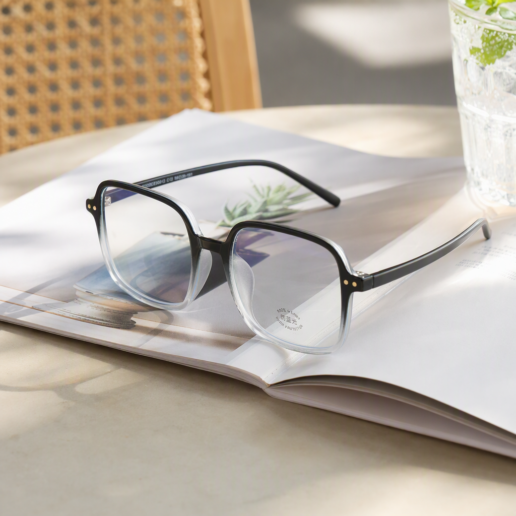 Fashionable black gradient frame glasses for both men and women, high-definition anti-glare, light, comfortable and trendy style details Picture