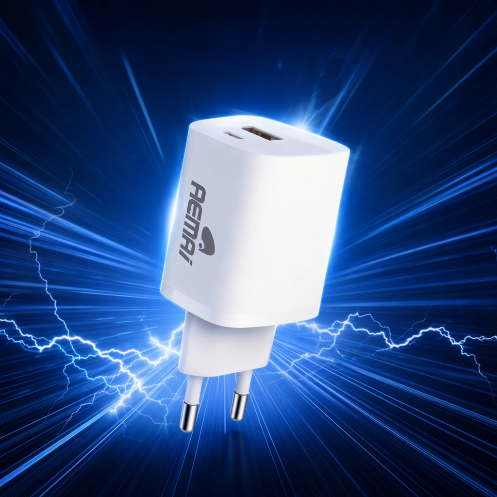 The multi-functional blue and white packaging box portable charger is suitable for charging multiple devices. The wired control design is fashionable and simple Specification image