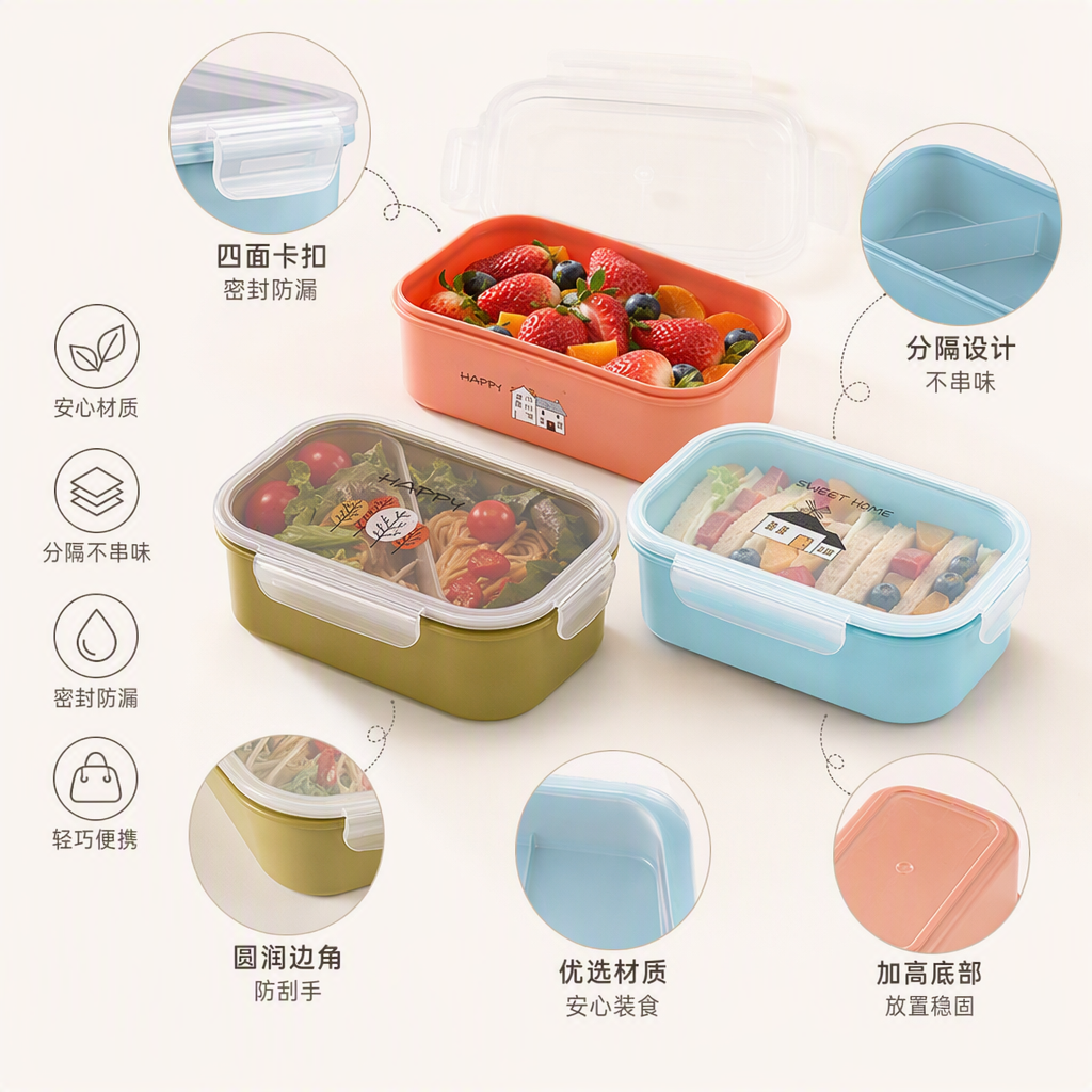 多功能密封保鲜盒便携饭盒家用塑料饭盒带盖耐用储存容器细节图